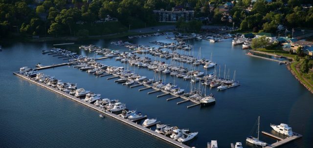 aerial view of marina