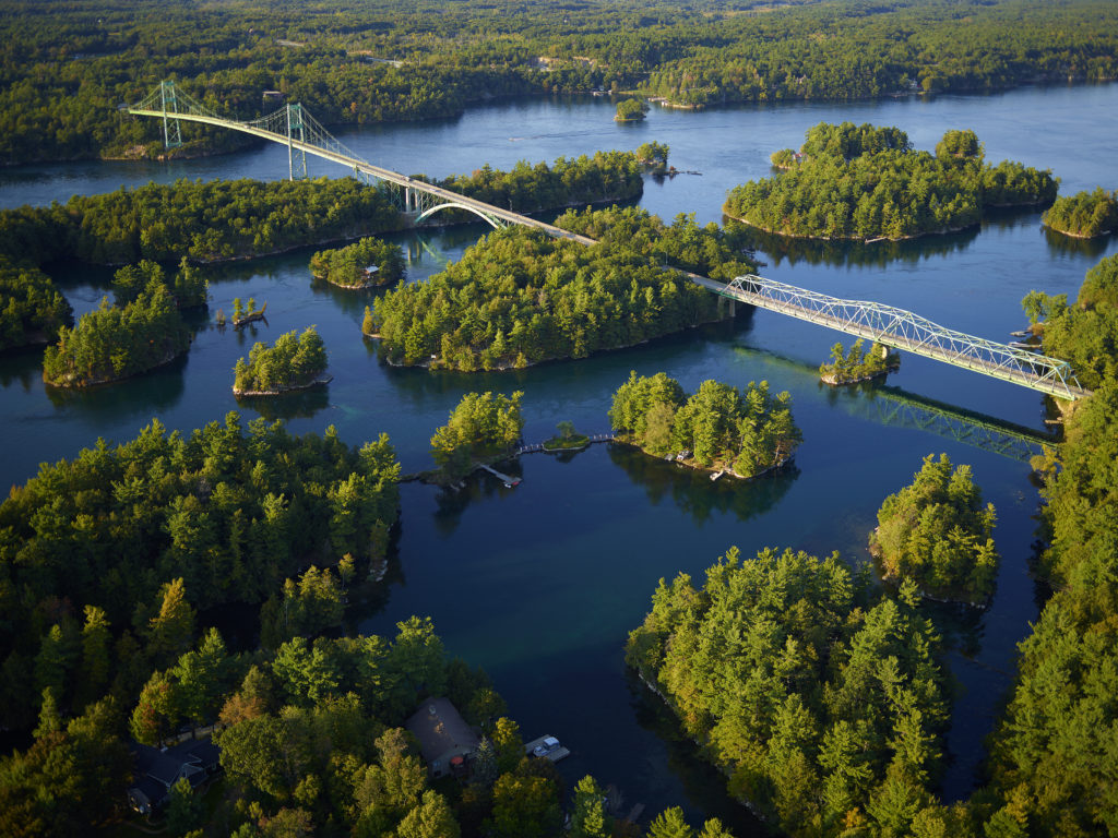aerial view of bridge to canada