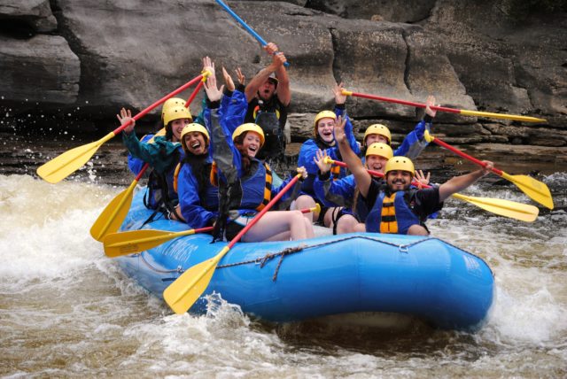 friends whitewater rafting